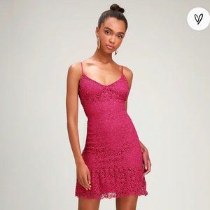 Lulus "Call for a Toast" Magenta Lace Mini Dress